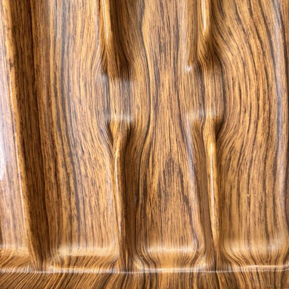 Vintage ROBEX Woodgrain Flatware Tray Utensils Organizer MCM Faux Wood Plastic - Picture 3 of 10